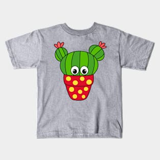 Cute Cactus Design #344: Nice Cactus In Polka Dot Pot Kids T-Shirt